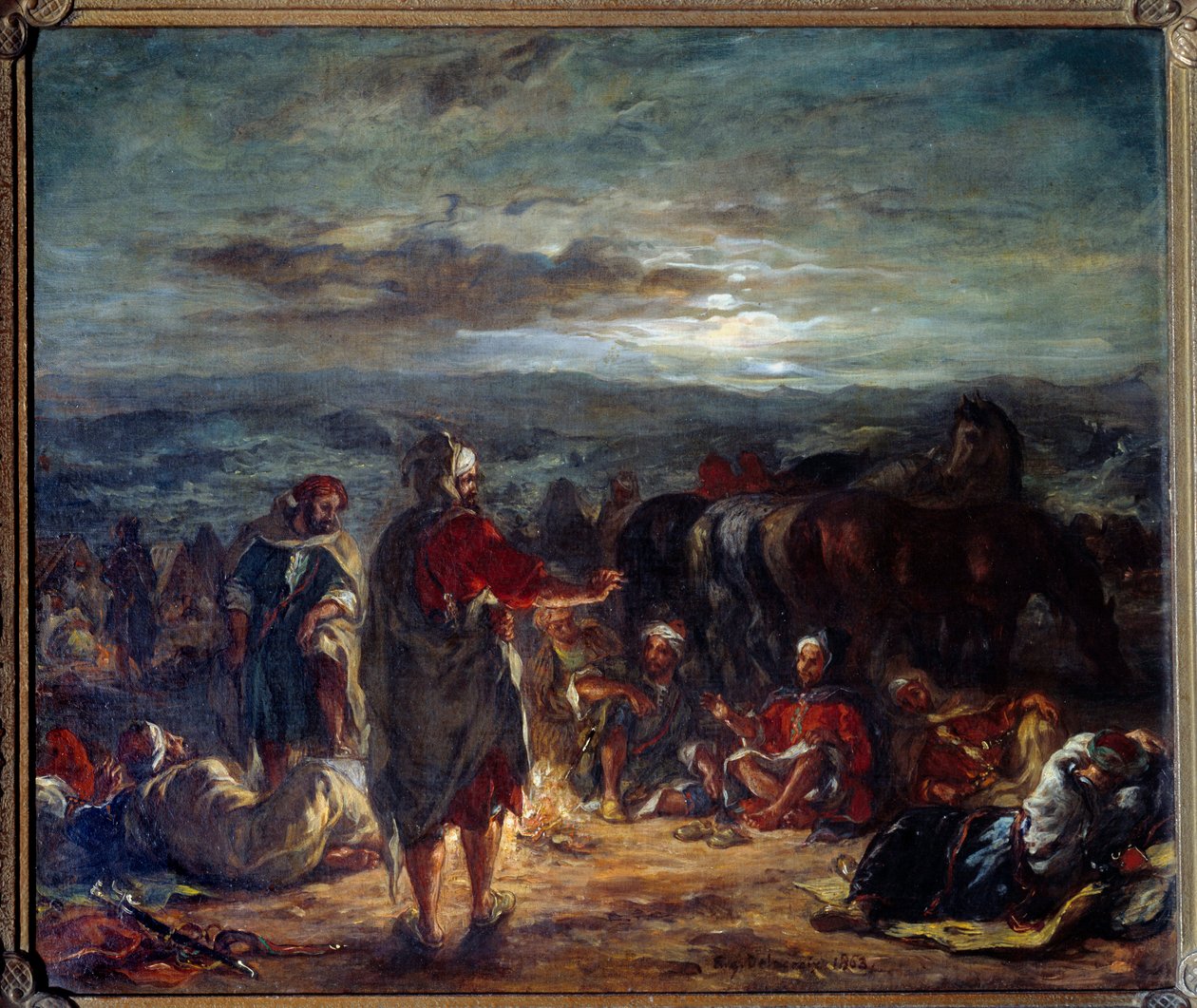 Arabiskt läger på natten. Målning av Eugene Delacroix (1798-1863) av Ferdinand Victor Eugene Delacroix