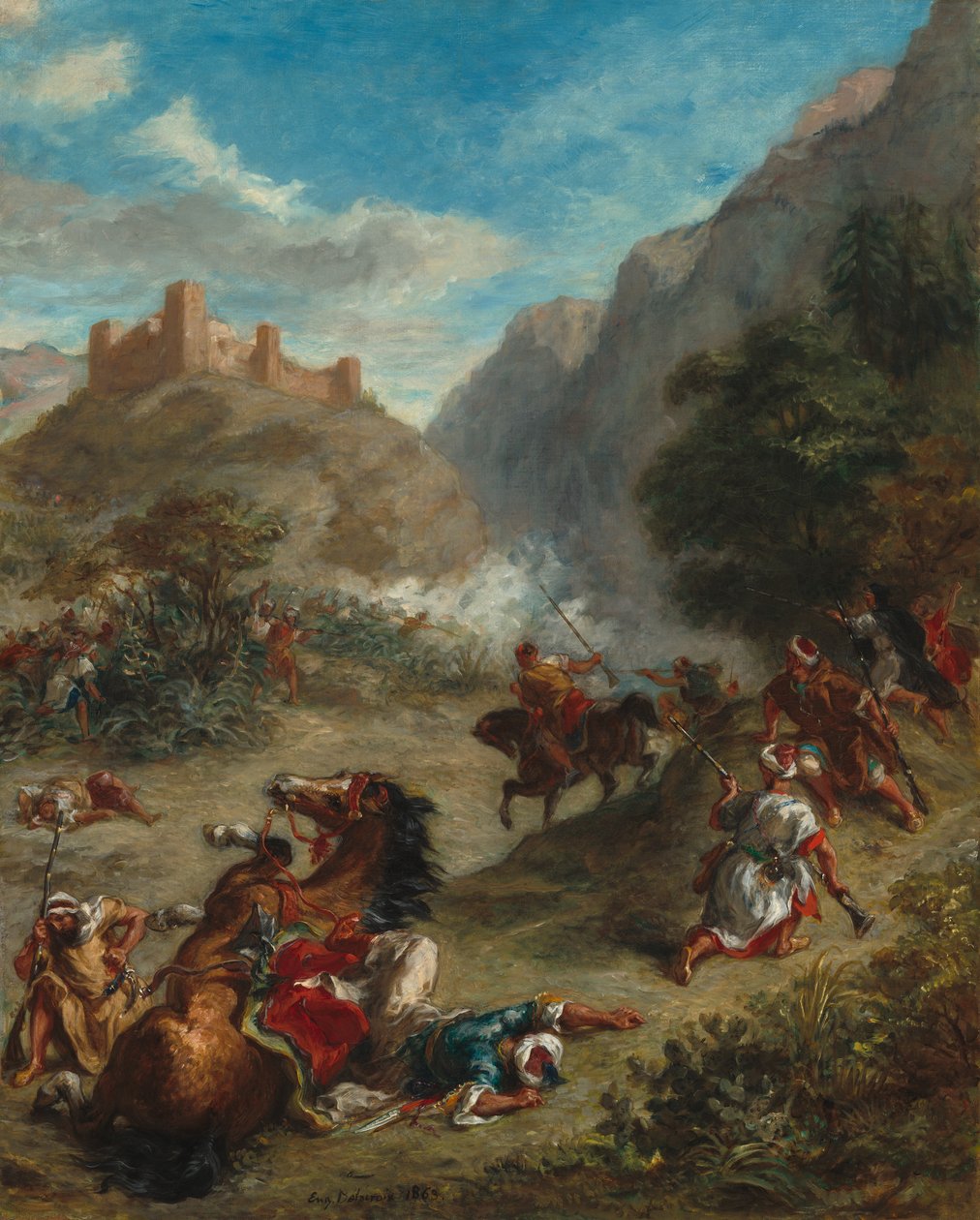 Araber som strider mot bergen av Ferdinand Victor Eugene Delacroix