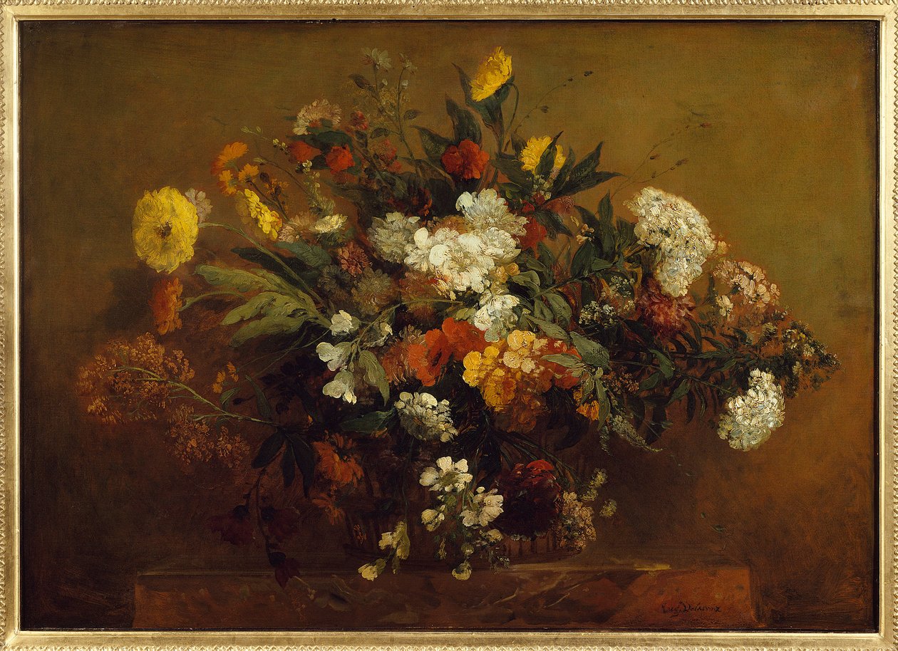 Blombukett. Målning av Eugene Delacroix (1798-1863) av Ferdinand Victor Eugene Delacroix