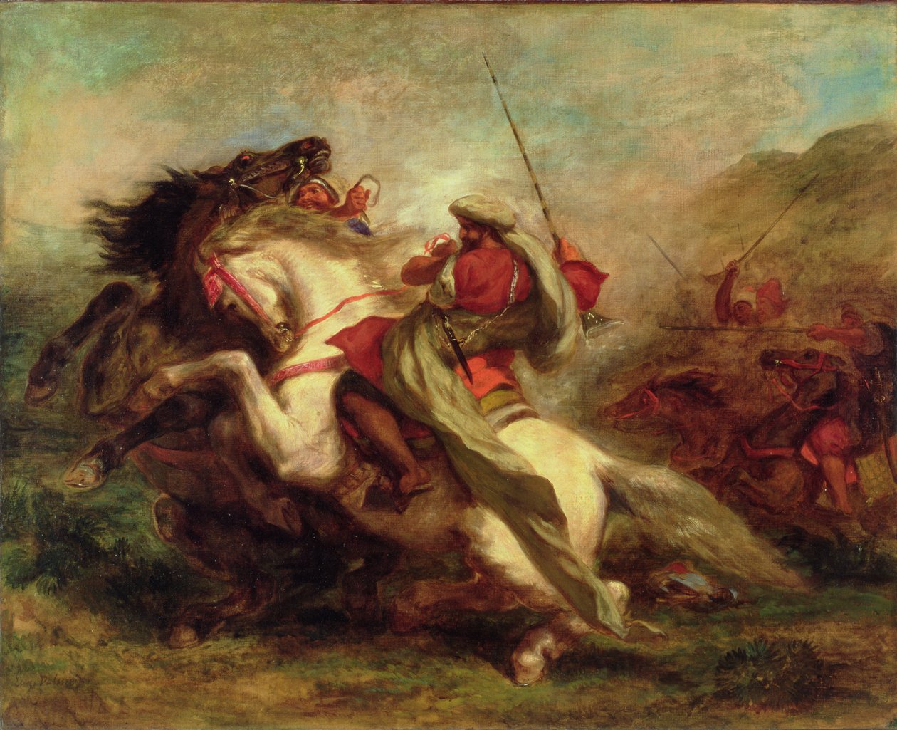 Kollision mellan moriska ryttare, 1843-44 av Ferdinand Victor Eugene Delacroix