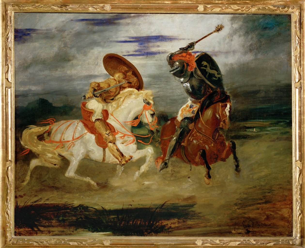 Combat de chevaliers dans la campagne - En strid mellan riddare ... av Ferdinand Victor Eugene Delacroix