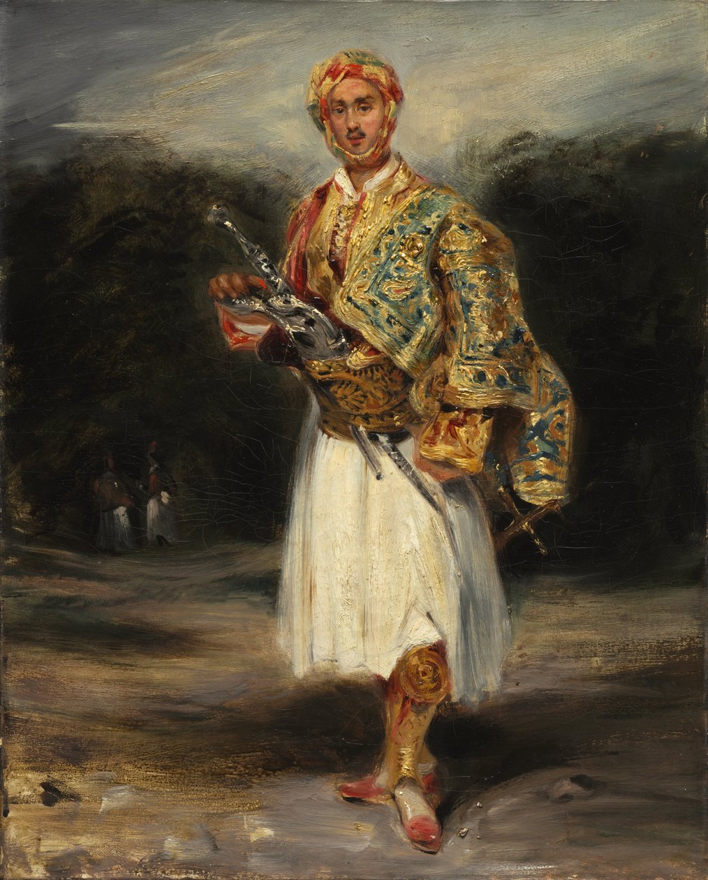 Greve Demetrius de Palatiano i suliotkostym, ej daterad (olja på tyg) av Ferdinand Victor Eugene Delacroix