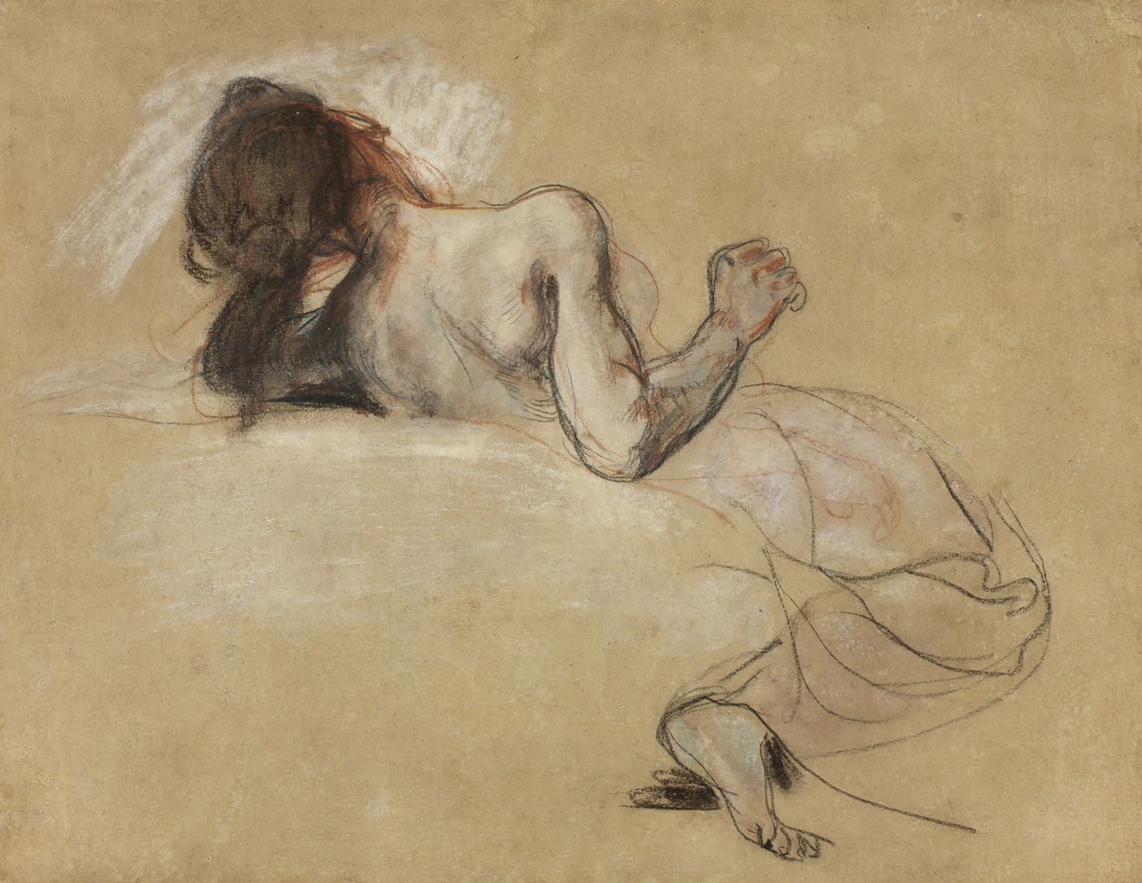 Hukande kvinna, 1827 av Ferdinand Victor Eugene Delacroix