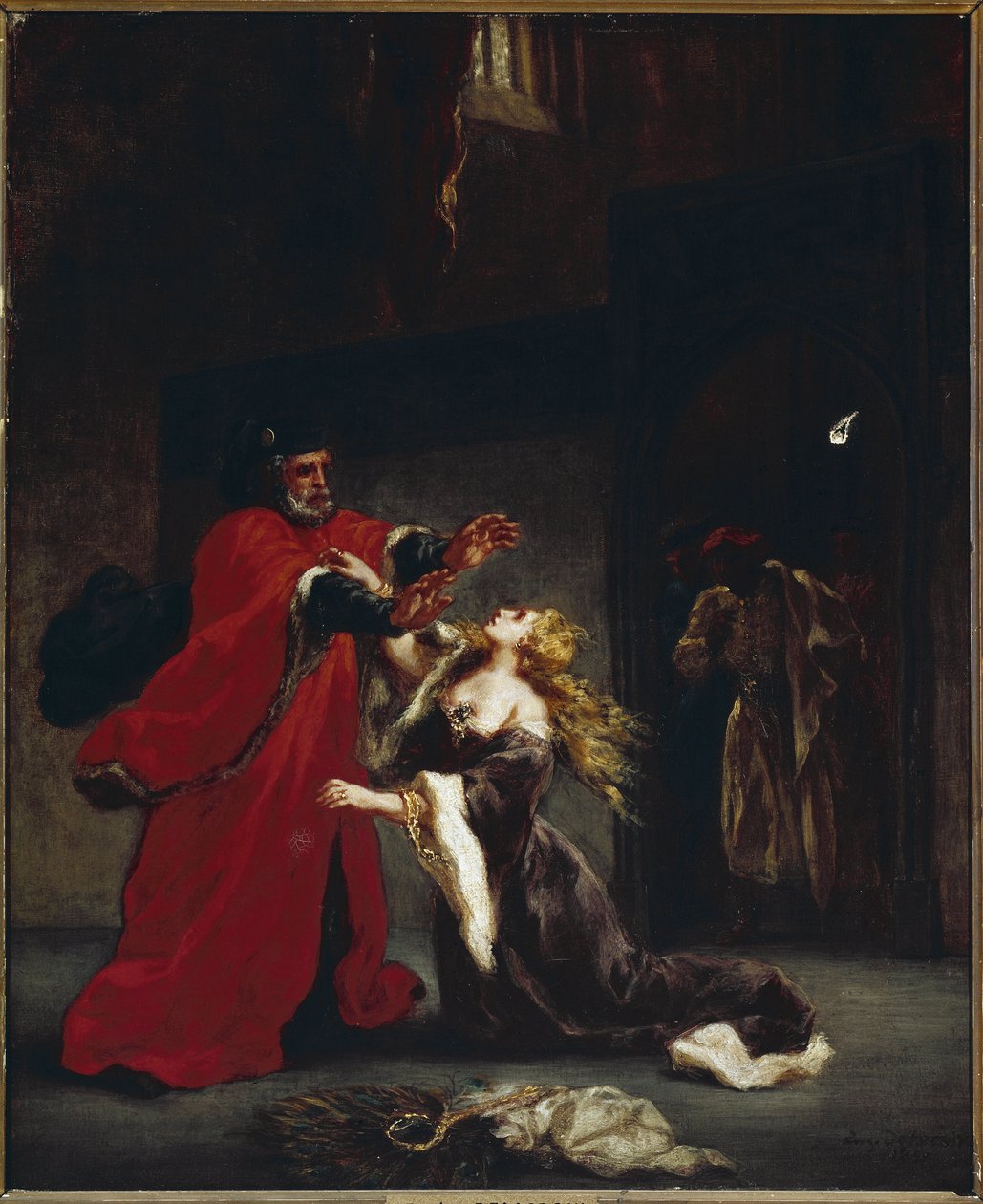 Desdemone förbannad av sin far (olja på duk, ca 1852) av Ferdinand Victor Eugene Delacroix