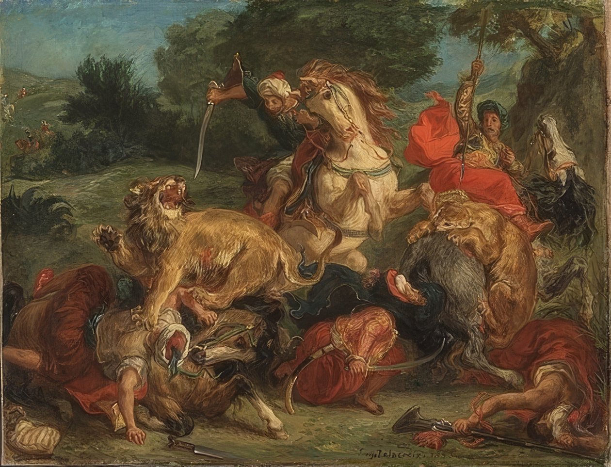 Lejonjakten. 1855 av Ferdinand Victor Eugene Delacroix