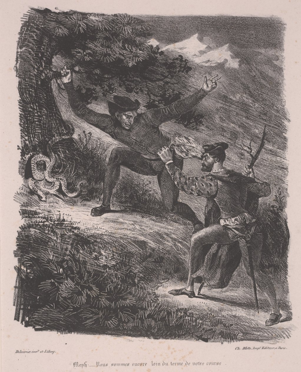 Faust och Mephistopheles i Harzbergen av Ferdinand Victor Eugene Delacroix