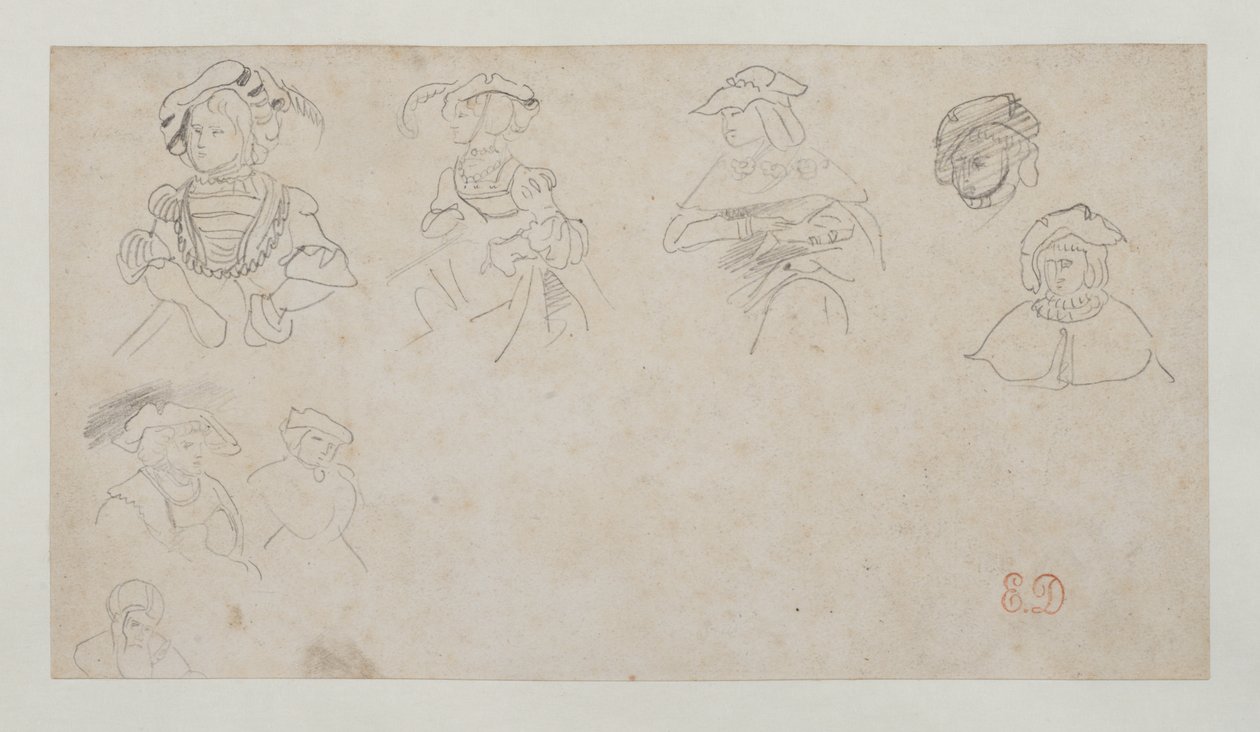 Figurstudier, ca 1800-1899 (grafit på vävt papper) av Ferdinand Victor Eugene Delacroix