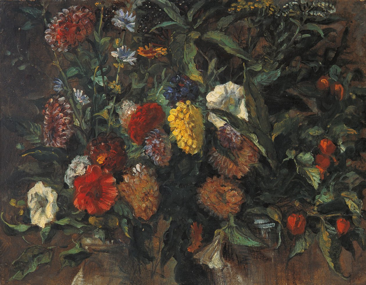 Blomsterstilleben, ca 1848 (olja på kartong) av Ferdinand Victor Eugene Delacroix