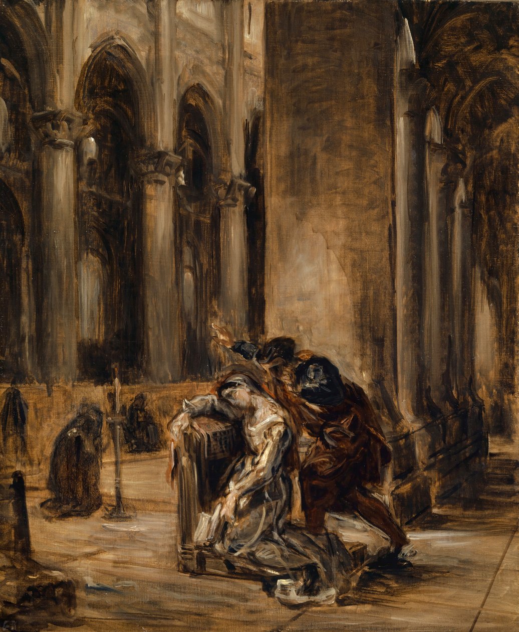 Gretchen i katedralen, ca 1850 av Ferdinand Victor Eugene Delacroix