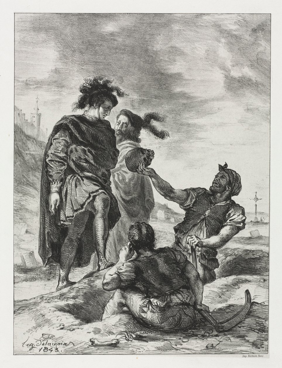 Hamlet: Hamlet och Horatio med gravgrävarna, 1843. av Ferdinand Victor Eugene Delacroix