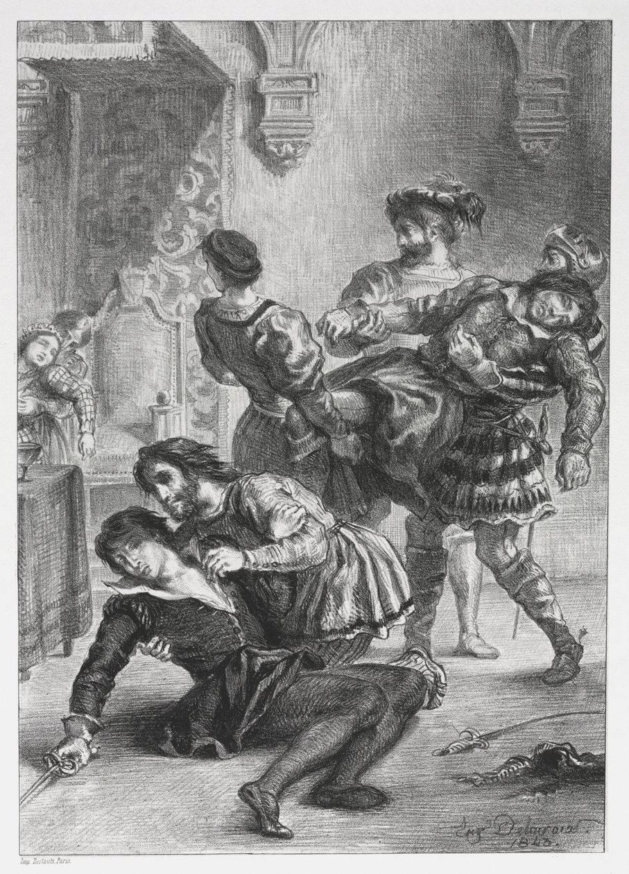 Hamlet: Hamlets död, 1843. av Ferdinand Victor Eugene Delacroix