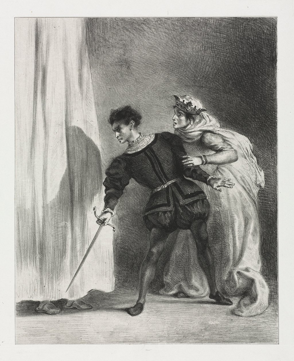 Hamlet: Mordet på Polonius, 1834. av Ferdinand Victor Eugene Delacroix