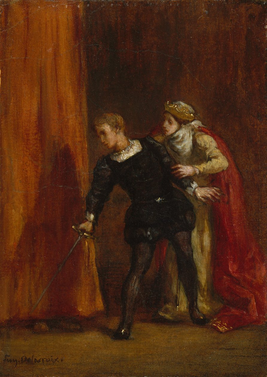 Hamlet och hans mor, 1849 av Ferdinand Victor Eugene Delacroix