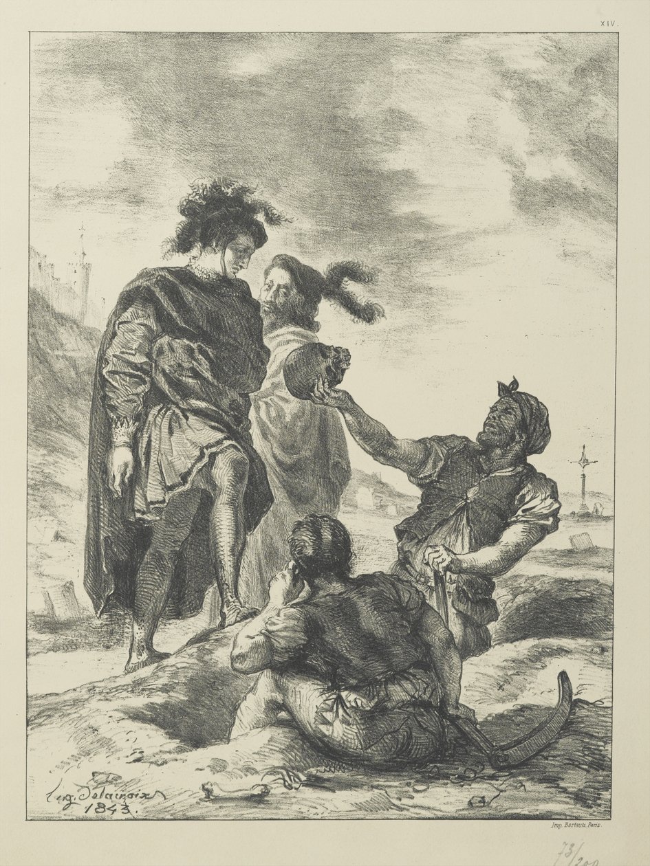 Hamlet och Horatio före gravgrävarna av Ferdinand Victor Eugene Delacroix