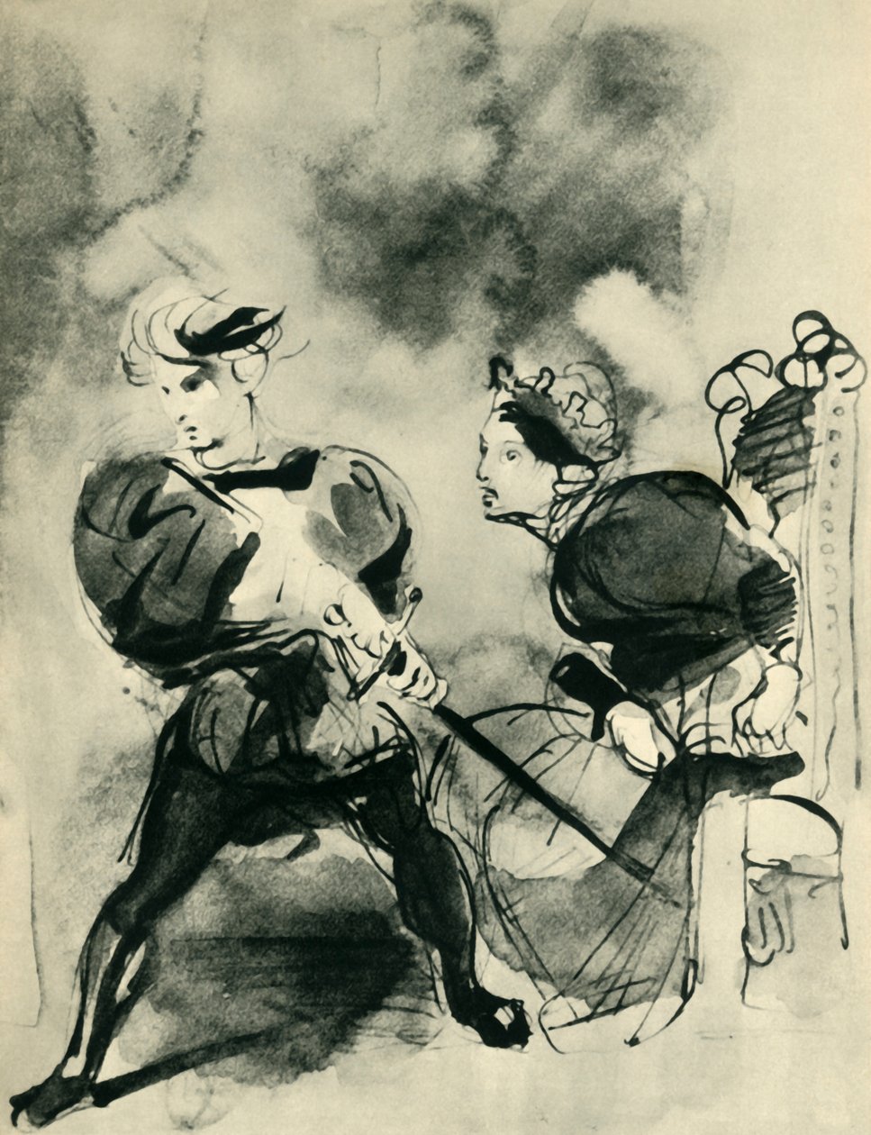Hamlet och Polonius, ca 1830-talet, 1943. av Ferdinand Victor Eugene Delacroix