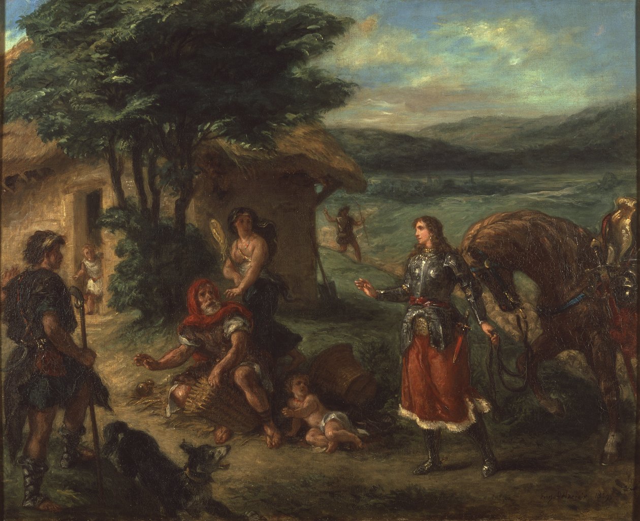 Herminie et les bergers - Erminia och herdarna, av Delacroix, Eugene av Ferdinand Victor Eugene Delacroix