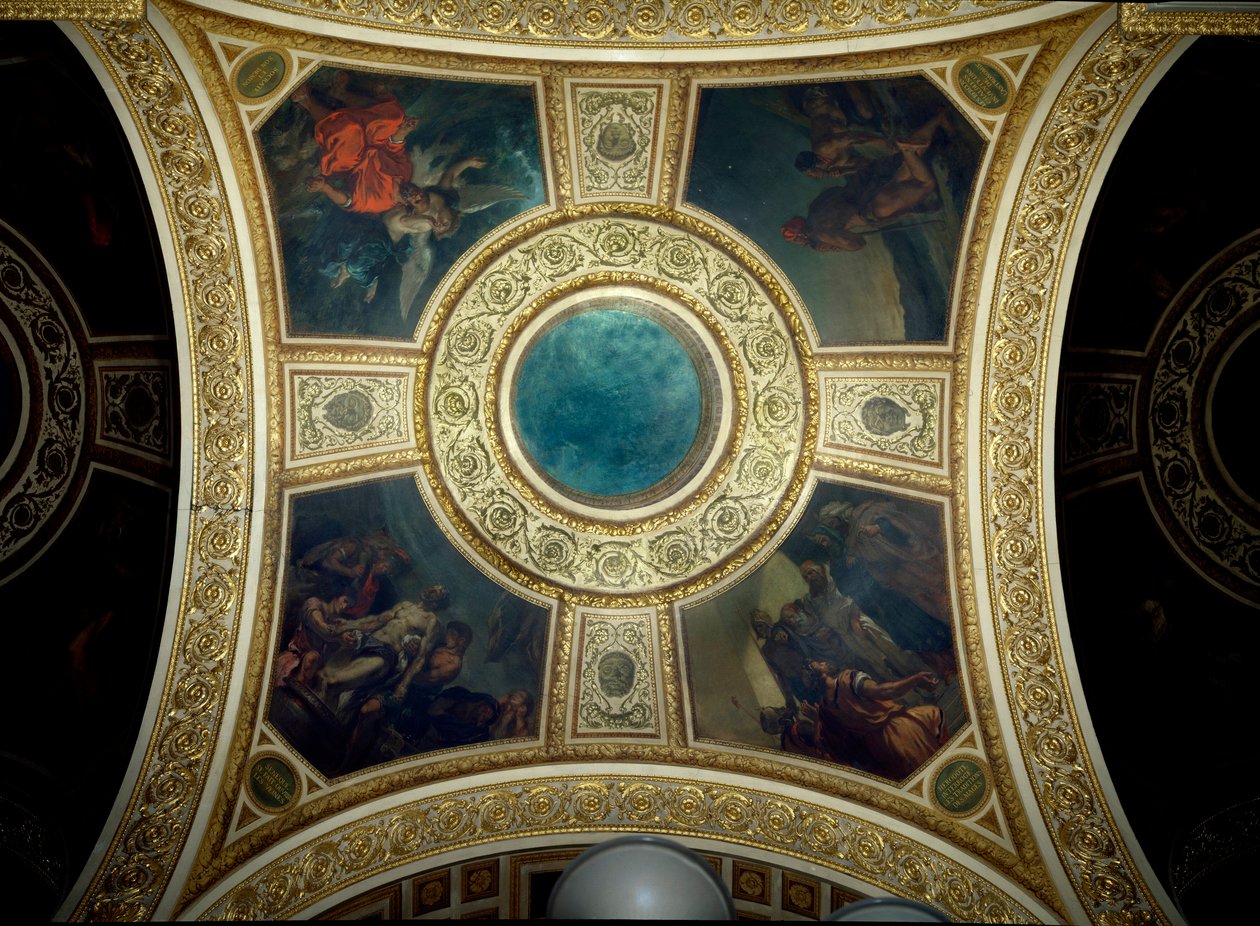 Historia och filosofi. Kupol av nationalförsamlingens bibliotek. Målning av Eugene Delacroix (1798-1863) av Ferdinand Victor Eugene Delacroix