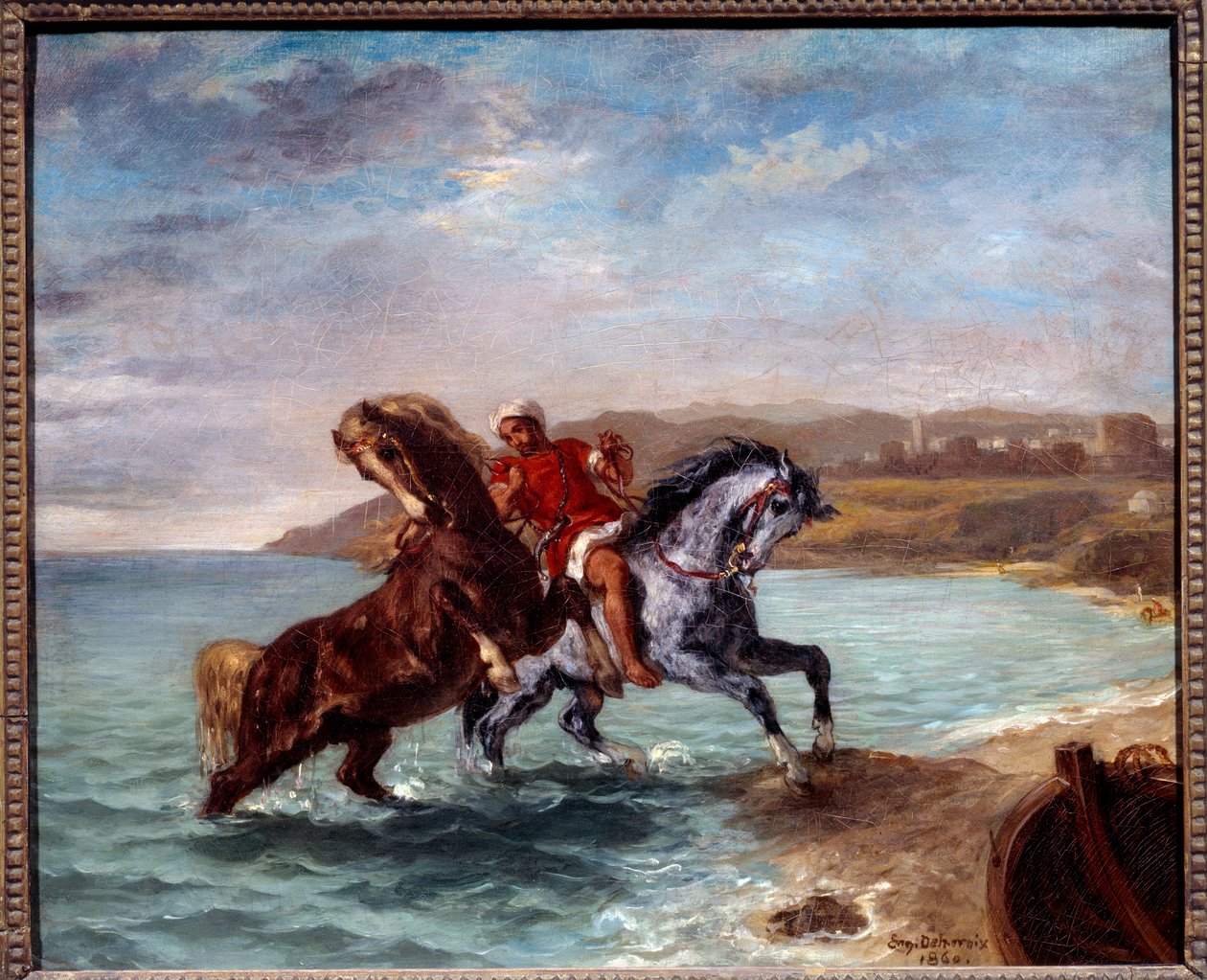 Hästar som kommer upp ur havet. Målning av Eugene Delacroix (1798-1863) av Ferdinand Victor Eugene Delacroix