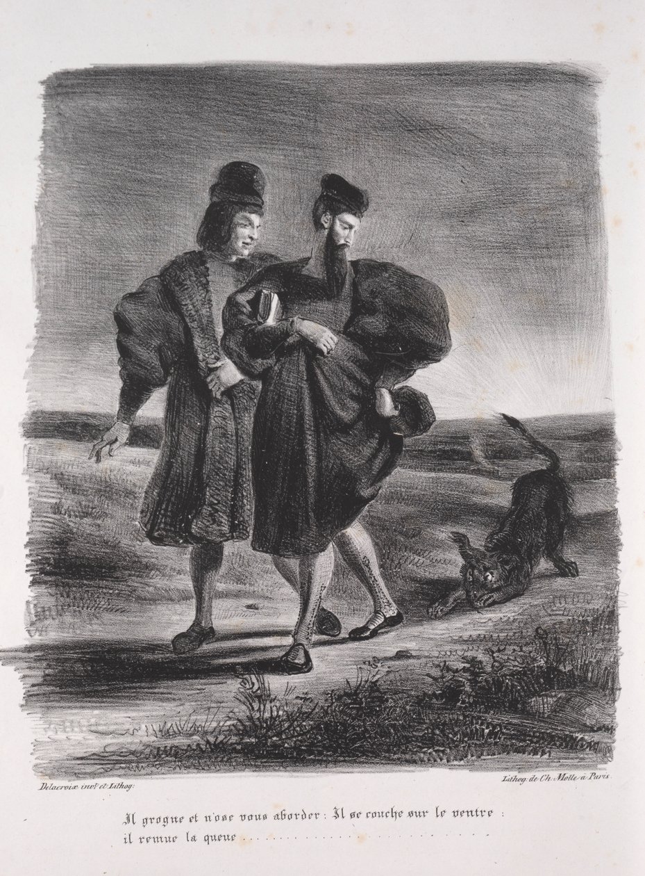 Illustrationer för Faust: Faust, Méphistophélès och barbeten, 1828. av Ferdinand Victor Eugene Delacroix