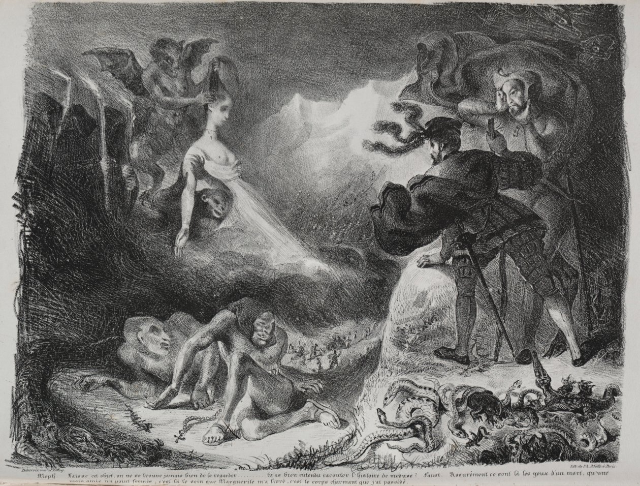 Illustrationer för Faust: Marguerites skugga visas för Faust, 1828. av Ferdinand Victor Eugene Delacroix