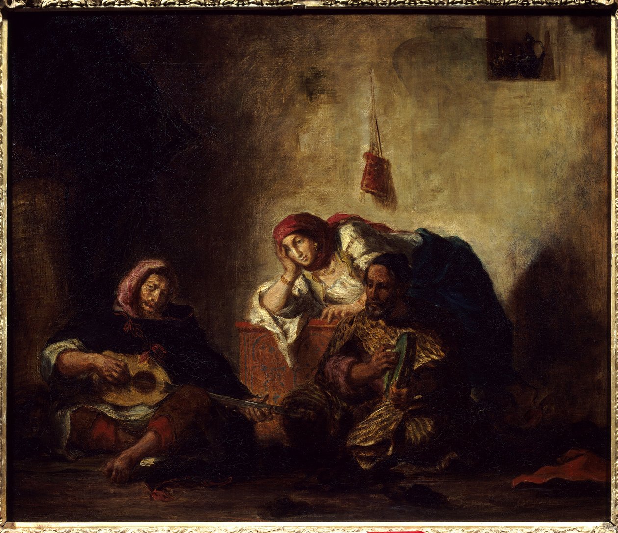 Judiska musiker i Mogador (tidigare namn på Essaouira) i Marocko Målning av Eugene Delacroix 1798-1863) 1847 Sön. 0,46x0,55 m Paris, Louvren. av Ferdinand Victor Eugene Delacroix