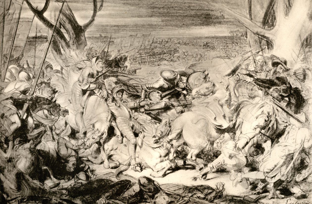 Slaget vid Dreux, 1913 av Ferdinand Victor Eugene Delacroix