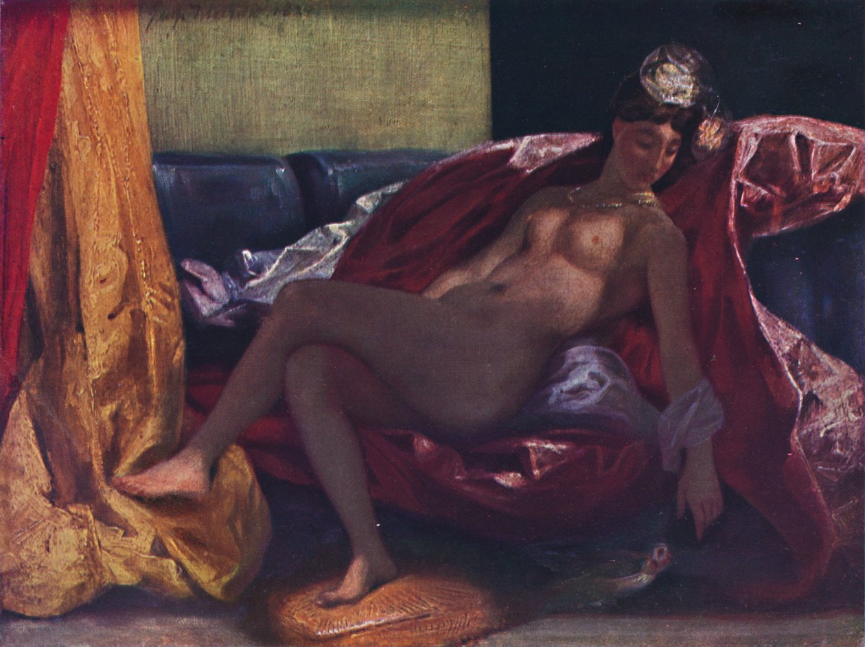Kvinnan med papegojan, 1827, 1937 av Ferdinand Victor Eugene Delacroix