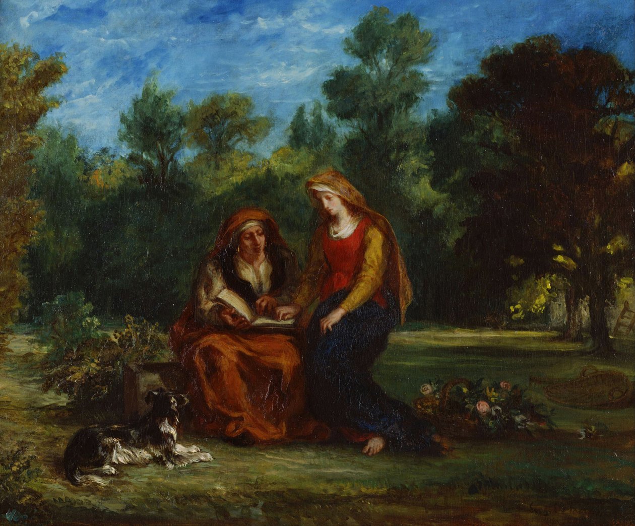 "The Education of the Virgin"-målning av Eugene Delacroix (1798-1863) 1852 Nationalmuseum för västerländsk konst, Tokyo, Japan av Ferdinand Victor Eugene Delacroix