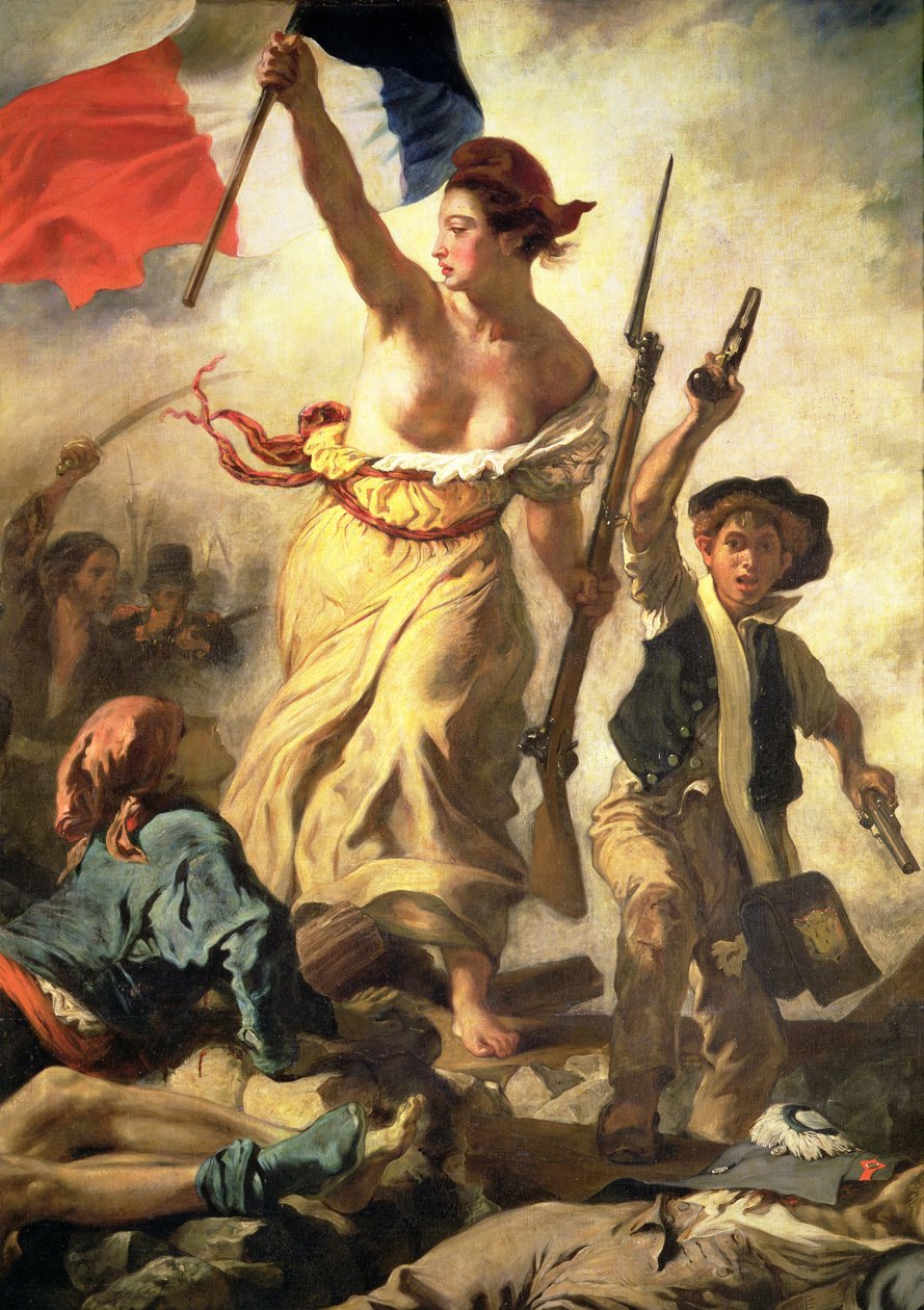 Liberty Leading the People, 28 juli 1830, c.1830-31 olja på duk detalj av 3692 av Ferdinand Victor Eugene Delacroix
