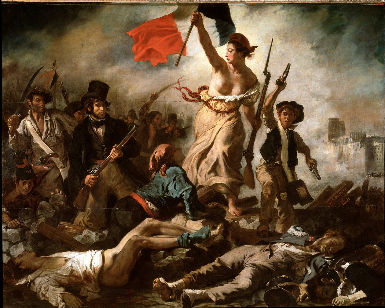 Liberty leader the People (olja på duk av Ferdinand Victor Eugene Delacroix