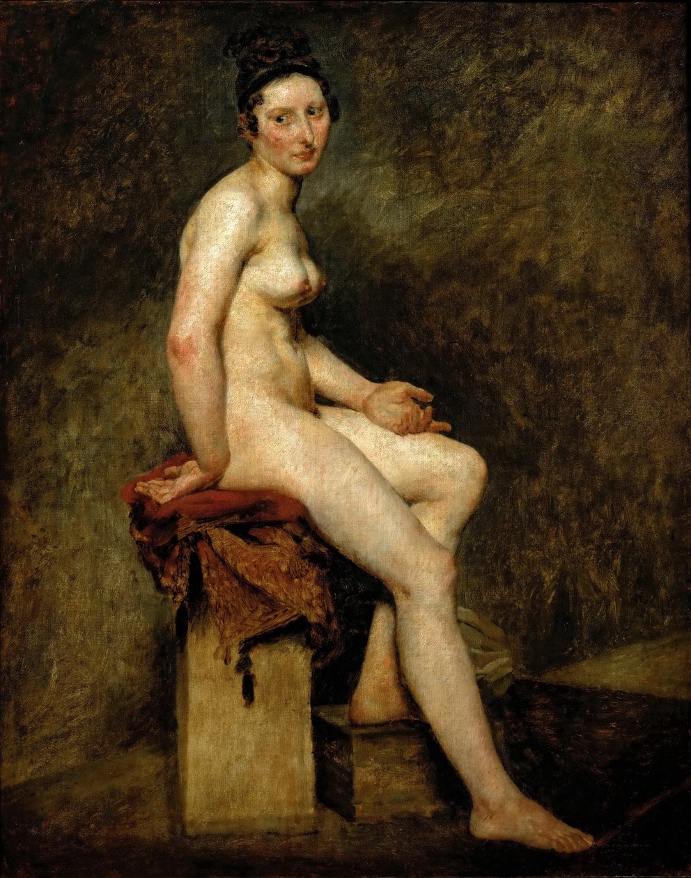 Mademoiselle Rose Sittande Naken av Ferdinand Victor Eugene Delacroix