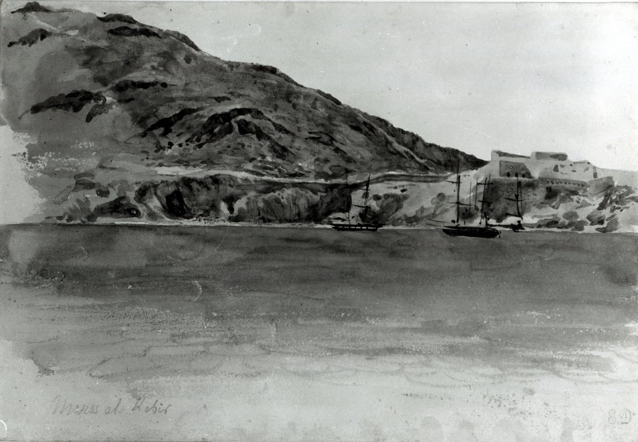 Mers El-Kebir, Algeriet (wc på papper) (bw foto) av Ferdinand Victor Eugene Delacroix