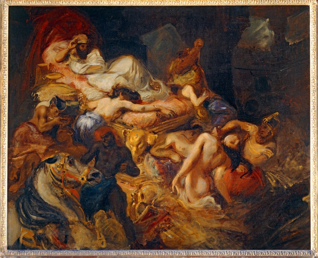 Mort de Sardanapale - Sardanapalus död. 1826-1827. Skiss till 40-11-02/62 ... av Ferdinand Victor Eugene Delacroix