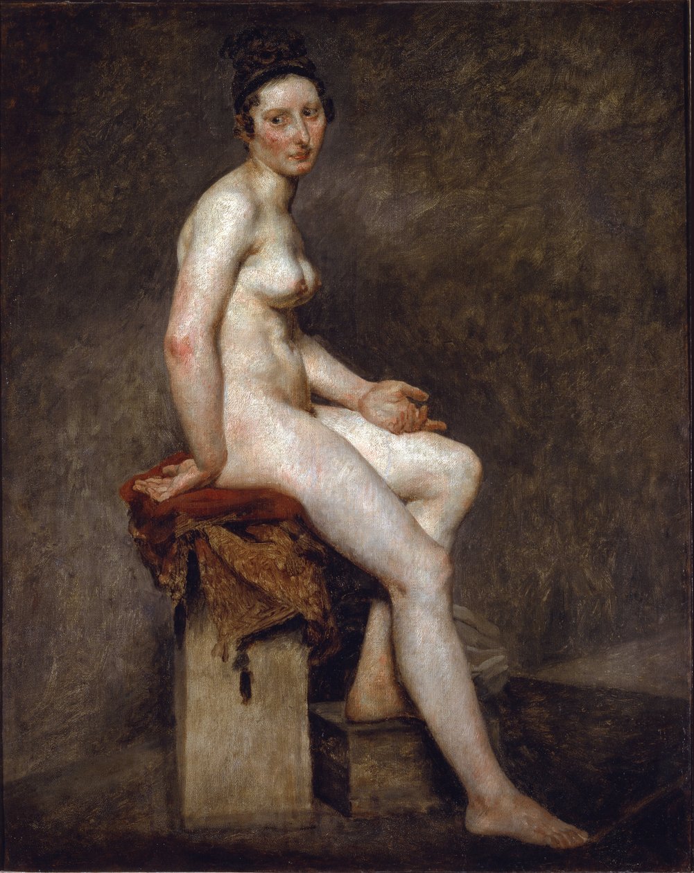 Sitter naken säger Miss Rose - Olja på duk av Ferdinand Victor Eugene Delacroix