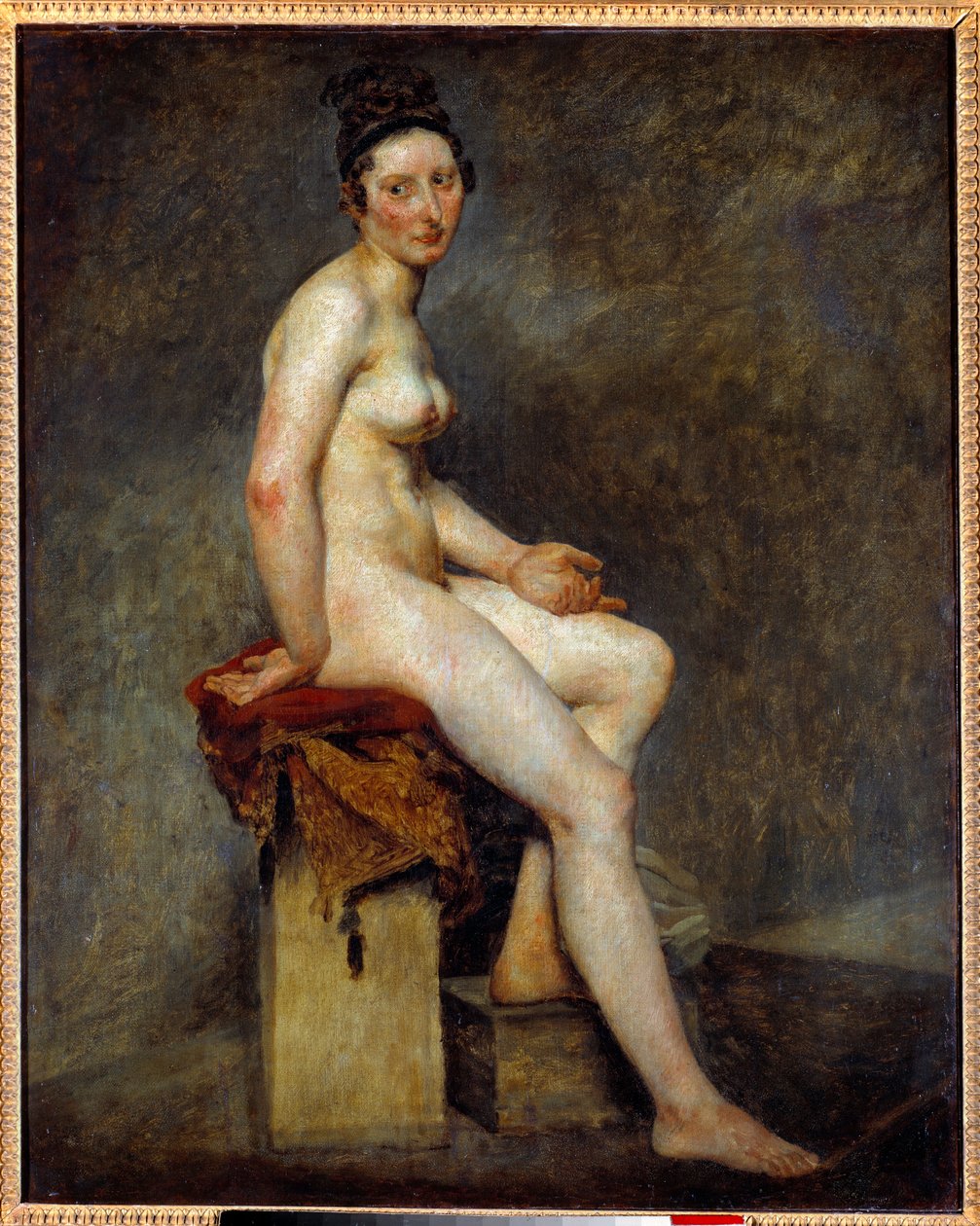 Sitter naken säger fröken Rose. Målning av Eugene Delacroix (1798-1863) av Ferdinand Victor Eugene Delacroix