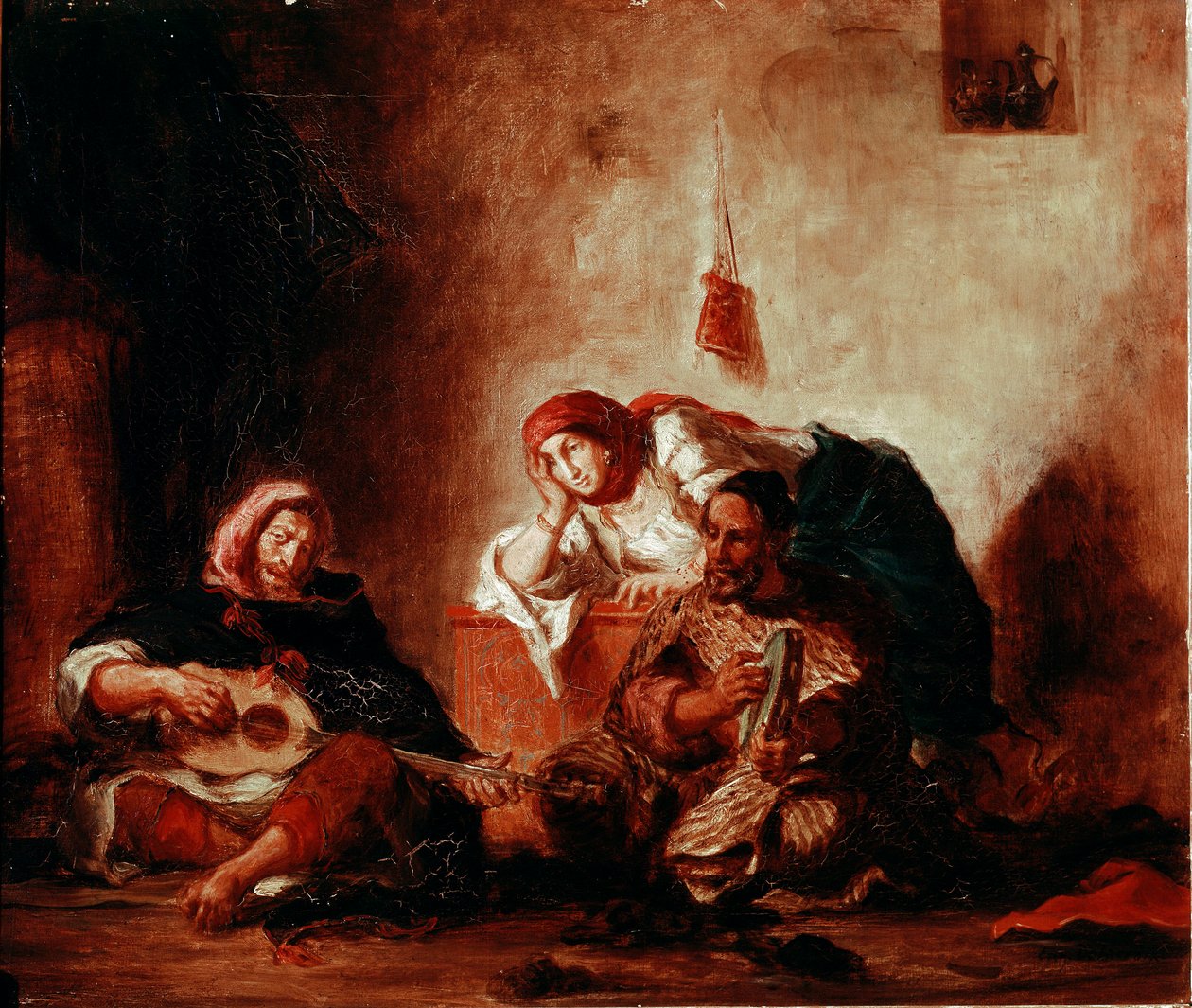 Orientalism: "" Judiska musiker i Mogador, Marocko"" Målning av Eugene Delacroix (1798-1863) 1800-talets sön. 046x0,55 m Paris, Louvren av Ferdinand Victor Eugene Delacroix
