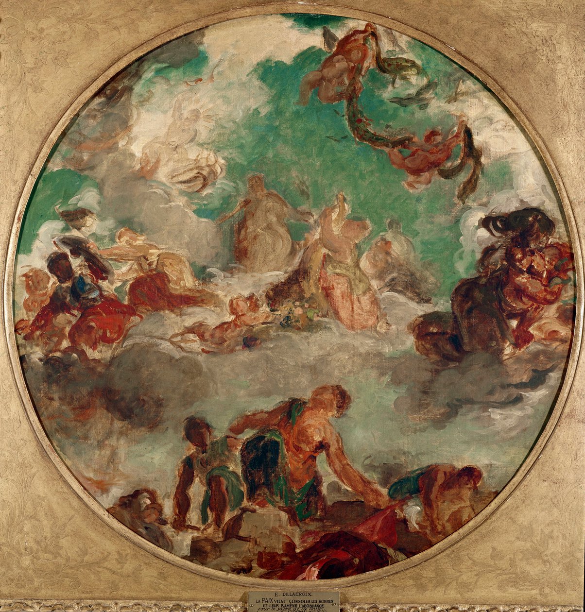 Fred kom för att trösta män och föra tillbaka överflöd Målning av Eugene Delacroix (1798-1863) 1849-1854 Diam. 78 cm Paris, Musee Carnavalet av Ferdinand Victor Eugene Delacroix