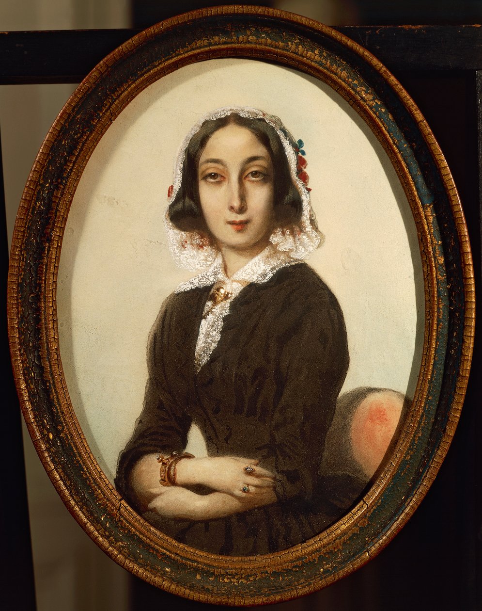 Porträtt av George Sand av Ferdinand Victor Eugene Delacroix
