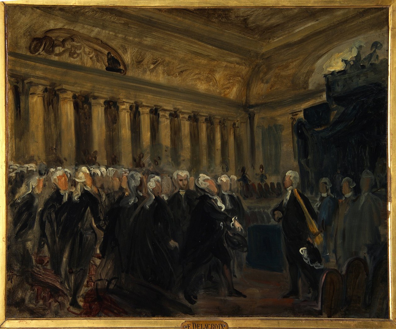 Franska revolutionen, konstituerande församling 1789: Honore Gabriel (Honore-Gabriel) Riqueti, Comte de Mirabeau (1749-1791) före Monsieur de Henri Evrard (Henri-Evrard), Marquis de Dreux Breze (Dreux-Breze) (1762-1829) (under deputeradeförsamlingen, av Ferdinand Victor Eugene Delacroix