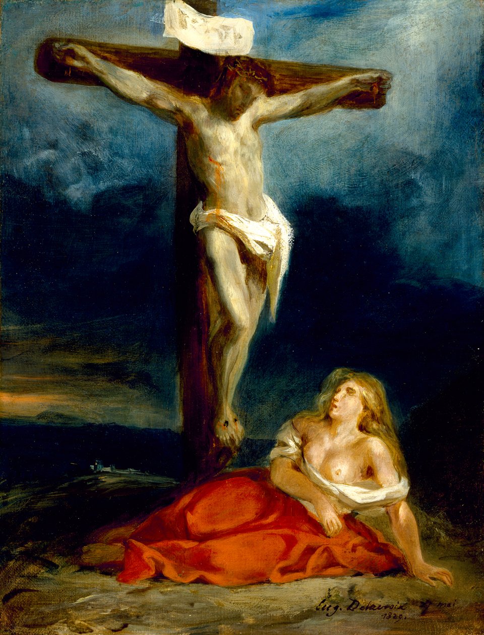 Sankta Maria Magdalena vid korsets fot, 1829 av Ferdinand Victor Eugene Delacroix