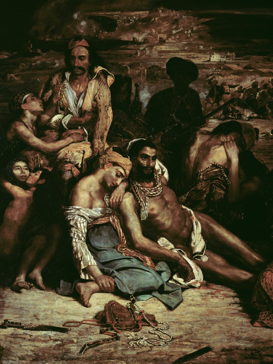 Scener från massakern på Chios, 1822 olja på duk detalj av 63566 av Ferdinand Victor Eugene Delacroix
