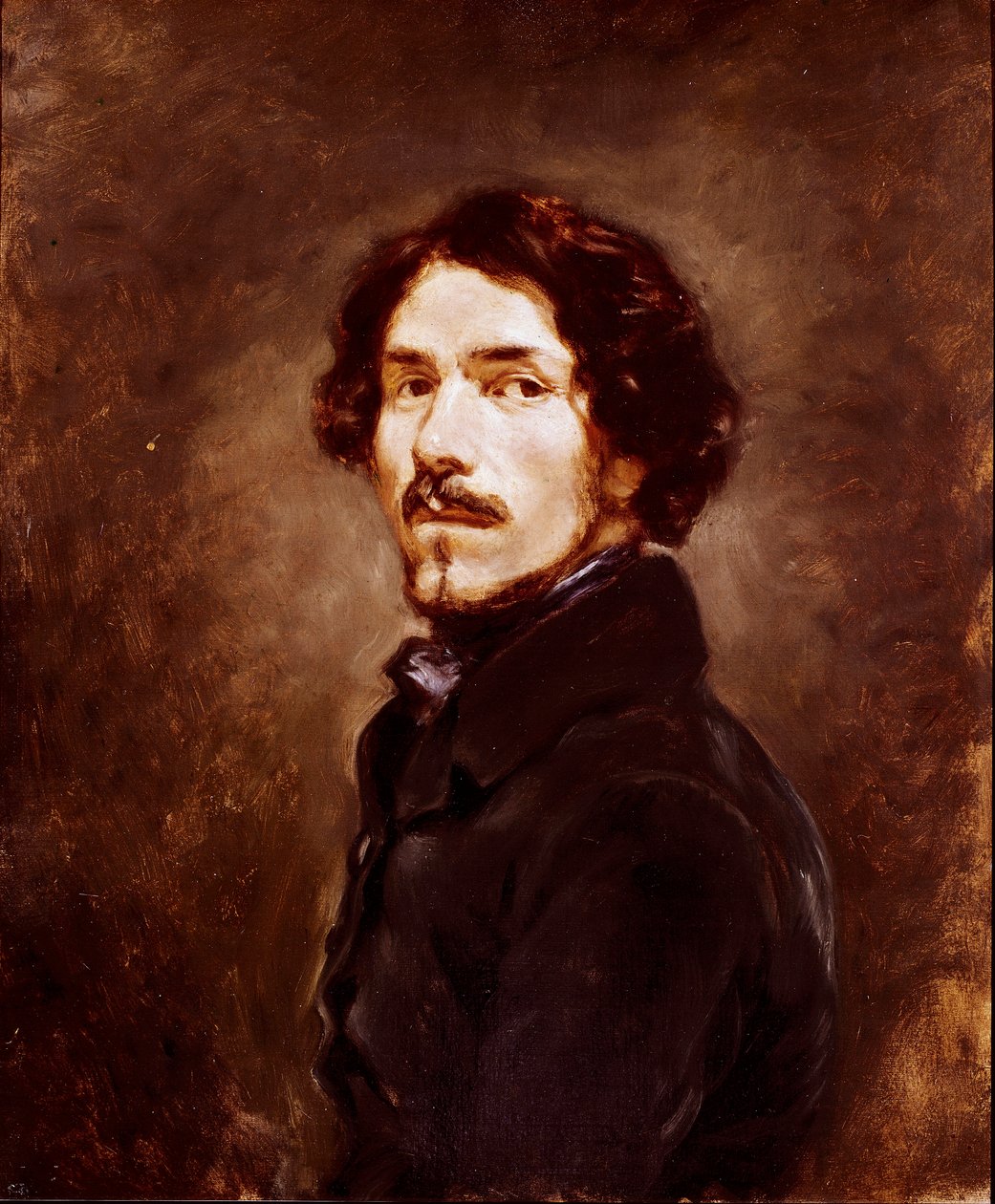 Självporträtt vid 44 års ålder Målning av Eugene Delacroix (1798-1863) 1842 cirka Florens, Galleria degli Uffizi (Kontor) av Ferdinand Victor Eugene Delacroix