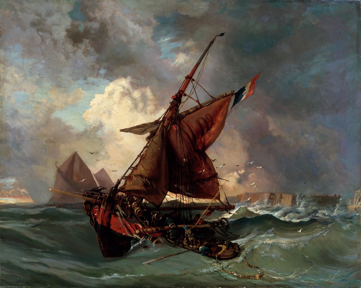 Skepp i ett stormigt hav, 1800-talet av Ferdinand Victor Eugene Delacroix