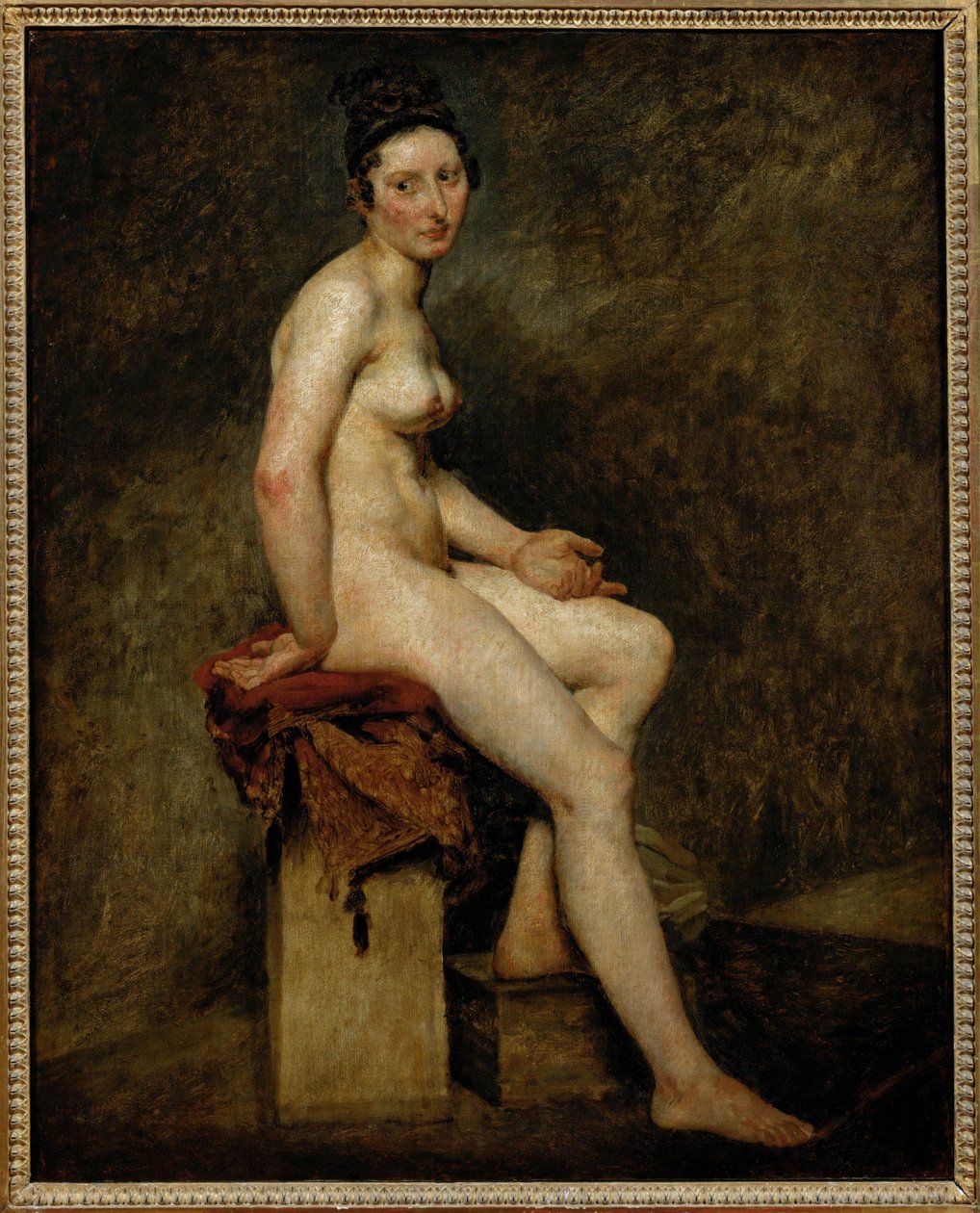 Sittande naken, även kallad Mlle ... av Ferdinand Victor Eugene Delacroix