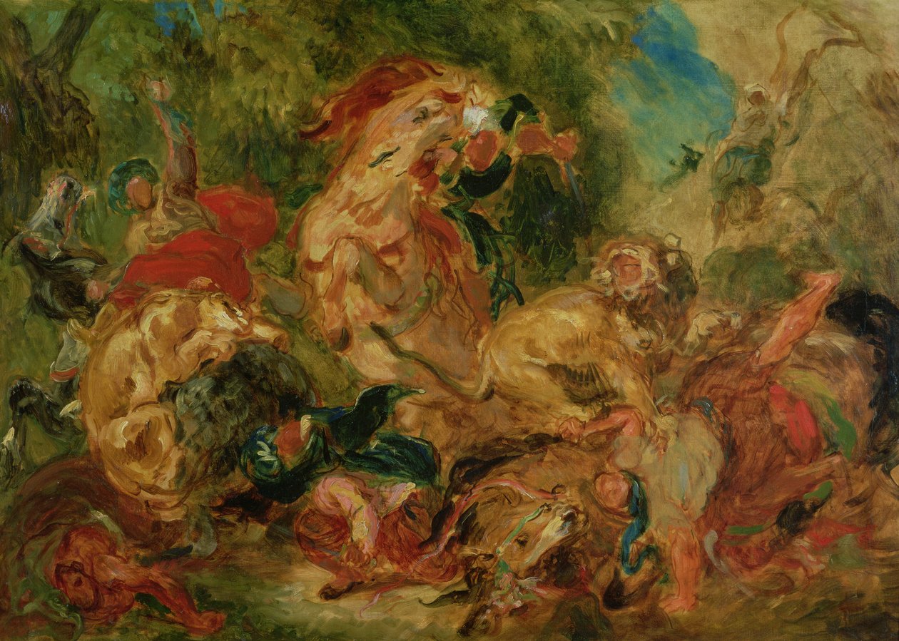 Studie för Lejonjakten, 1854 av Ferdinand Victor Eugene Delacroix