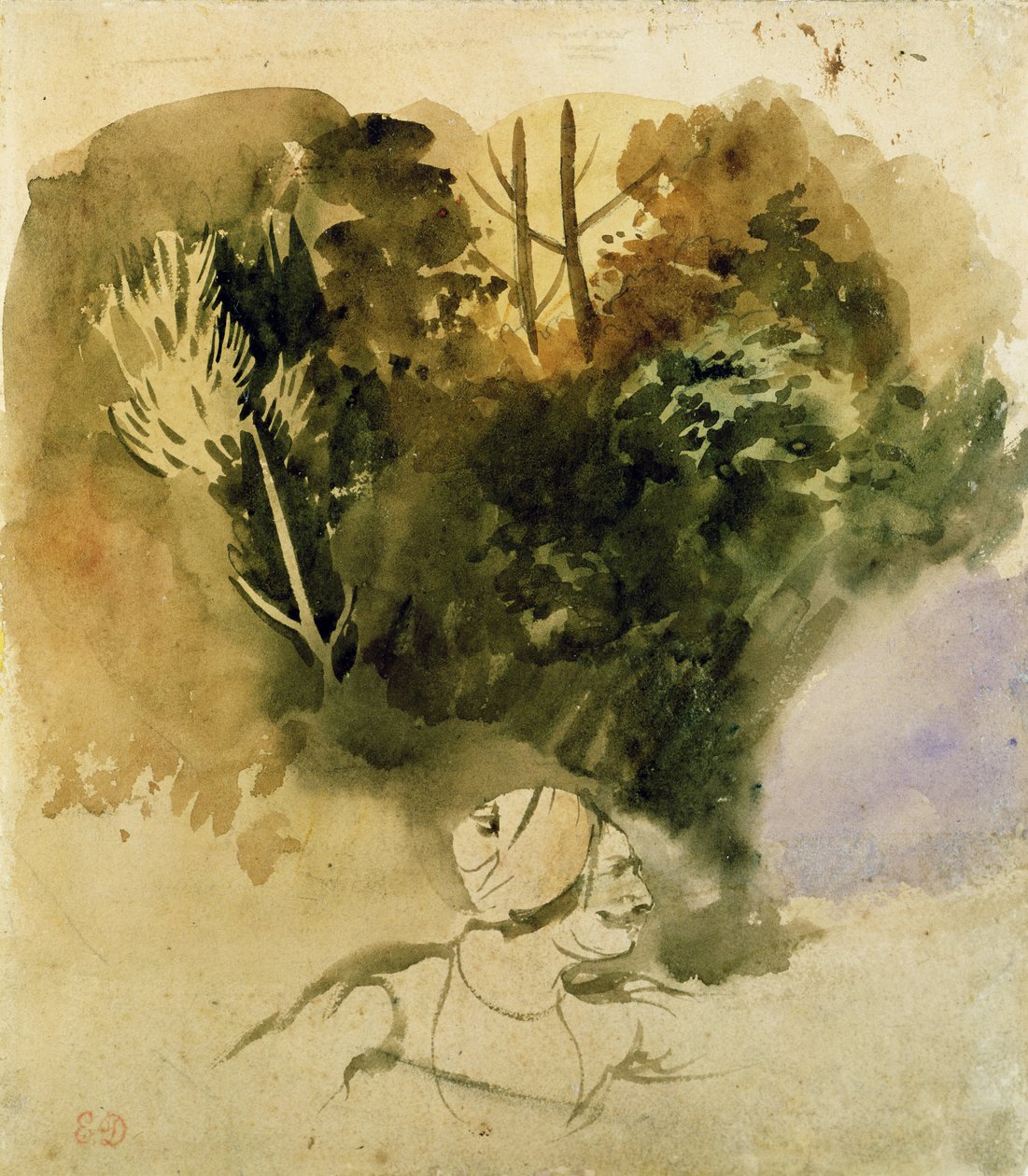 Studie av en Gurkha från den indiska armén, 1830 av Ferdinand Victor Eugene Delacroix