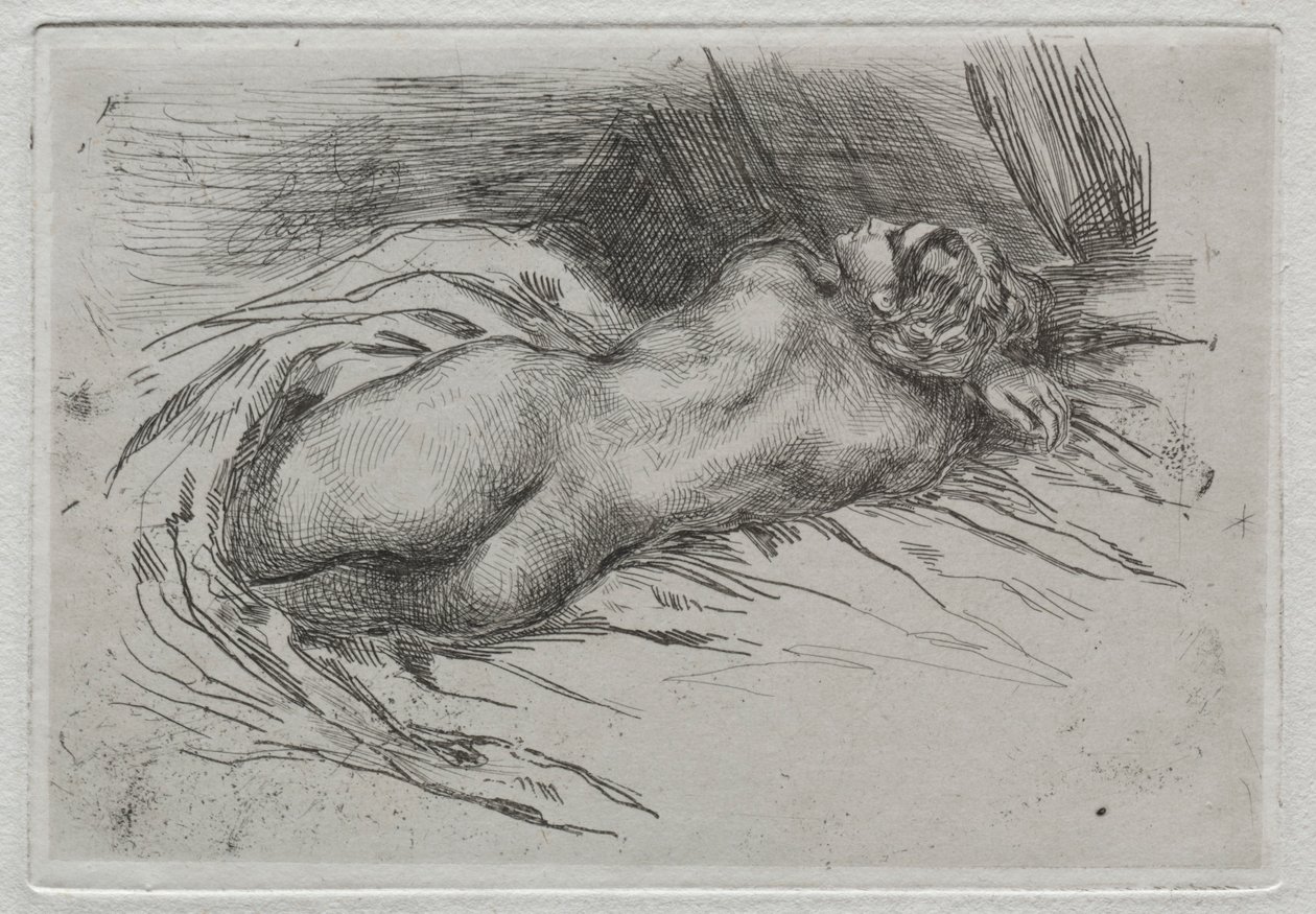Studie av en kvinna sedd bakifrån, 1833. av Ferdinand Victor Eugene Delacroix