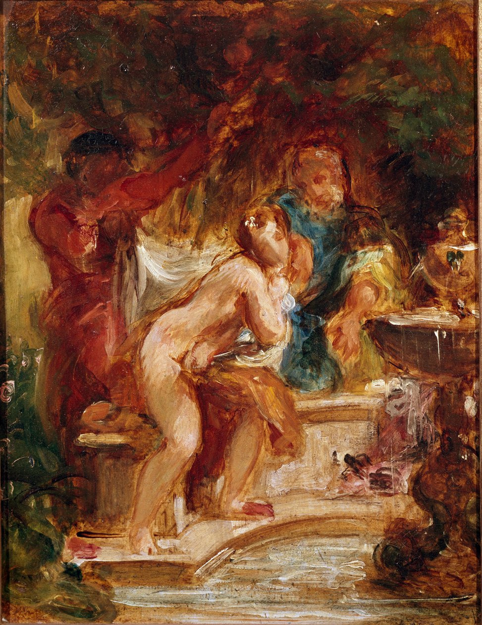 Suzanne i badet. Målning av Eugene Delacroix (1798-1863) av Ferdinand Victor Eugene Delacroix