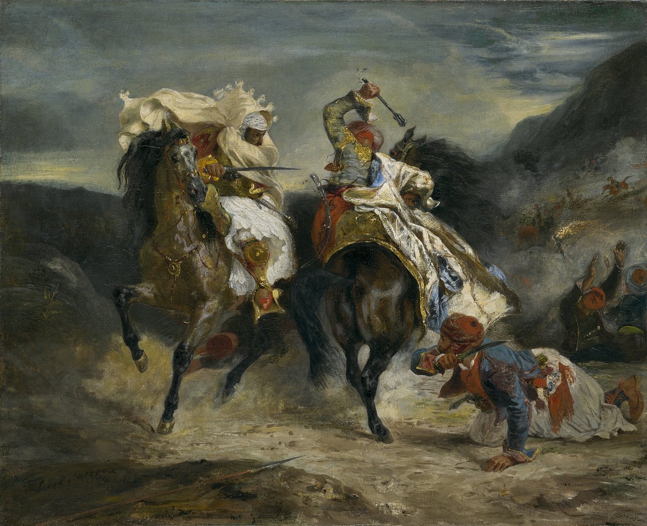 Striden mellan Giaour och Hassan, 1826 av Ferdinand Victor Eugene Delacroix
