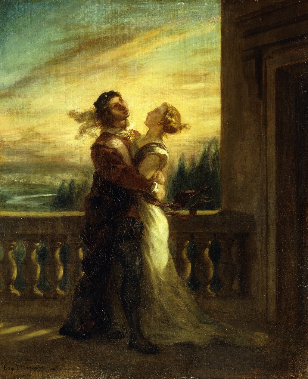 Romeo och Julias farväl; Les Adieux de Romeo et Juliette, 1845 av Ferdinand Victor Eugene Delacroix